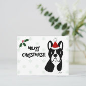Boston Terrier Kerstmis Cartoon Sneeuwvlok Feestdagenkaart (Staand voorkant)