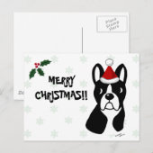 Boston Terrier Kerstmis Cartoon Sneeuwvlok Feestdagenkaart (Voorkant / Achterkant)