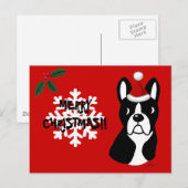 Boston Terrier Kerstmis Cartoon Sneeuwvlok Feestdagenkaart (Voorkant / Achterkant)