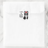 Boston Terrier Kerstmis Cartoon Sneeuwvlok Ronde Sticker (Tas)