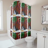 Boston Terrier Kerstmis Douchegordijn (In situ)