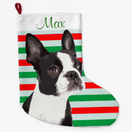 Boston Terrier Kerstmis et Stocking Grote Kerstsok