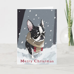 Boston Terrier Kerstmis Feestdagen Kaart