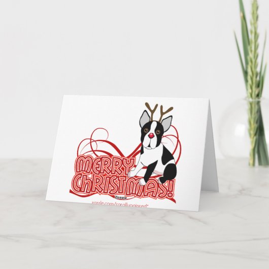 Boston Terrier Kerstmis Feestdagen Kaart (Achterkant)
