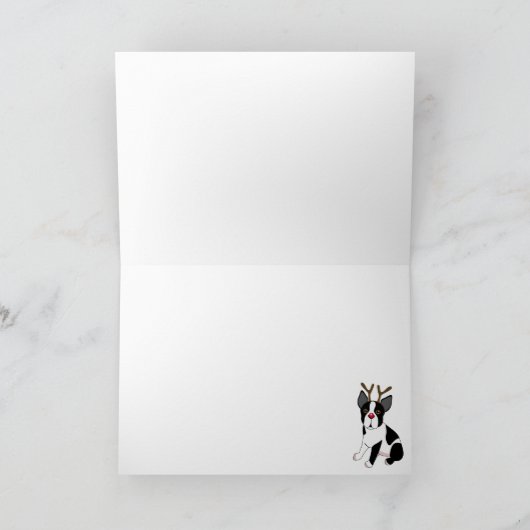 Boston Terrier Kerstmis Feestdagen Kaart (Binnen)