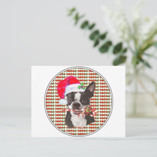 Boston Terrier Kerstmis Feestdagenkaart (Staand voorkant)