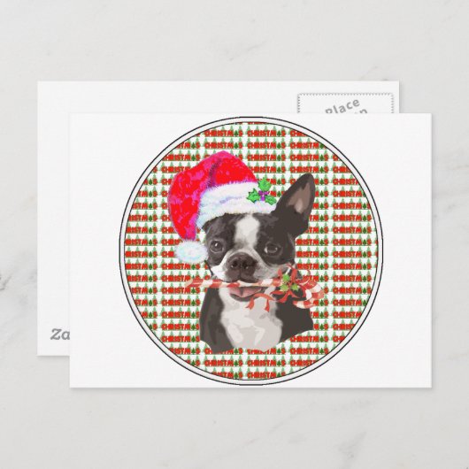 Boston Terrier Kerstmis Feestdagenkaart (Voorkant / Achterkant)
