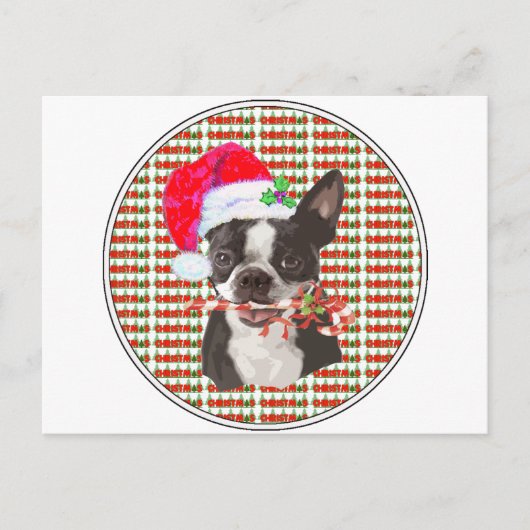 Boston Terrier Kerstmis Feestdagenkaart (Voorkant)