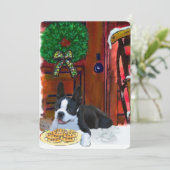 Boston Terrier Kerstmis Feestdagenkaart (Staand voorkant)
