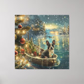 Boston Terrier Kerstmis Feestelijke Reis Canvas Afdruk (Voorkant)