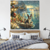 Boston Terrier Kerstmis Feestelijke Reis Canvas Afdruk (Insitu (Slaapkamer))