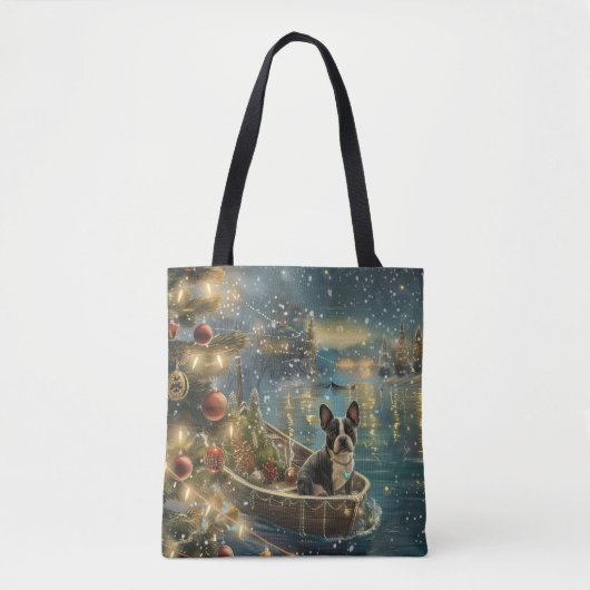 Boston Terrier Kerstmis Feestelijke Reis Tote Bag (Voorkant)