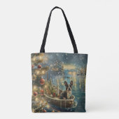 Boston Terrier Kerstmis Feestelijke Reis Tote Bag (Achterkant)