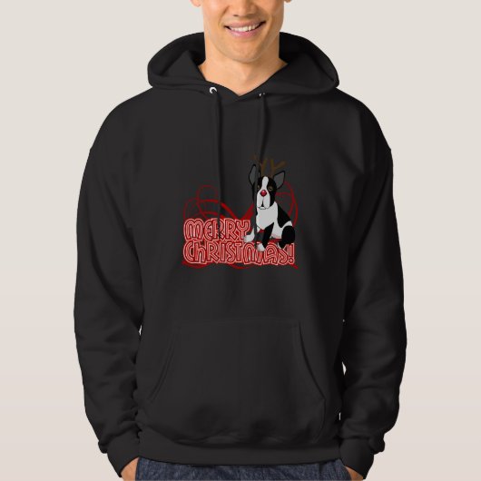 Boston Terrier Kerstmis Hoodie (Voorkant)