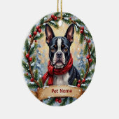 Boston Terrier Kerstmis Keramisch Ornament (Rechts)