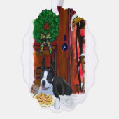 Boston Terrier Kerstmis Ornament Kaart (Links)