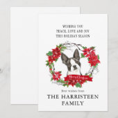 Boston Terrier Kerstmis Poinsettia Wreath Feestdagenkaart (Voorkant / Achterkant)
