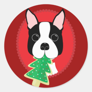 Boston Terrier Kerstmis Ronde Sticker