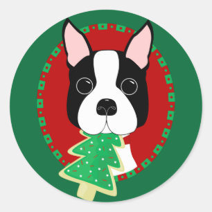 Boston Terrier Kerstmis Ronde Sticker