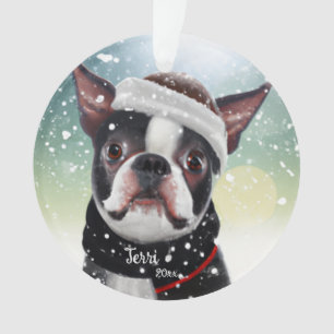 Boston Terrier, Kerstmis, Santa Dog Ornament