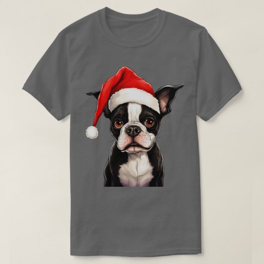 Boston Terrier Kerstmis T-shirt (Design voorkant)