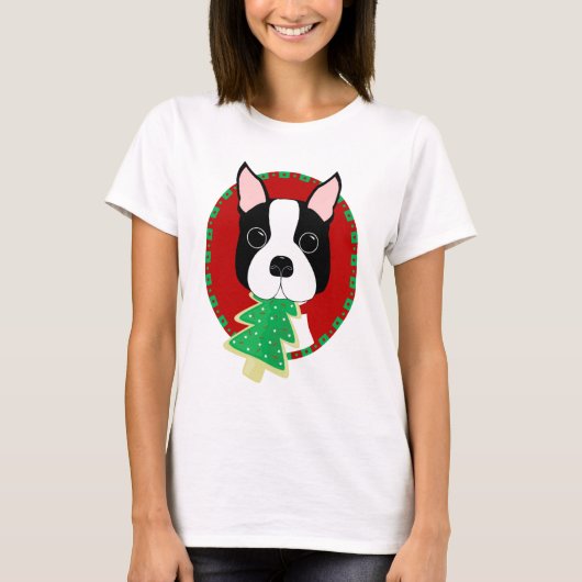 Boston Terrier Kerstmis T-shirt (Voorkant)