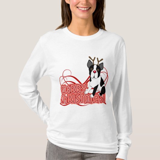Boston Terrier Kerstmis T-shirt (Voorkant)