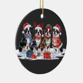 Boston Terrier Kerstmuts gewei elf Kerstmis Keramisch Ornament (Rechts)