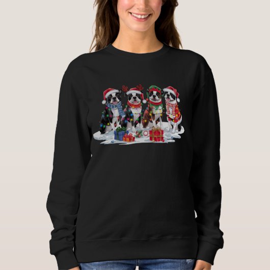 Boston Terrier Kerstmuts gewei elf Kerstmis Trui (Voorkant)