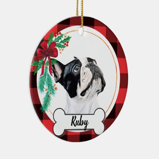 Boston Terrier Kerstornament Keramisch Ornament (Rechts)