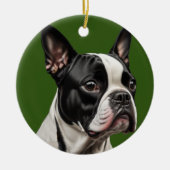 Boston Terrier Kerstornament Keramisch Ornament (Voorkant)
