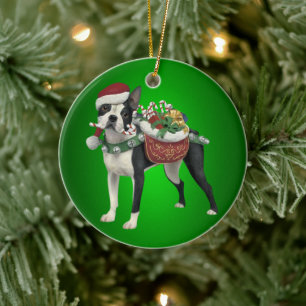 Boston Terrier Kerstornament Keramisch Ornament