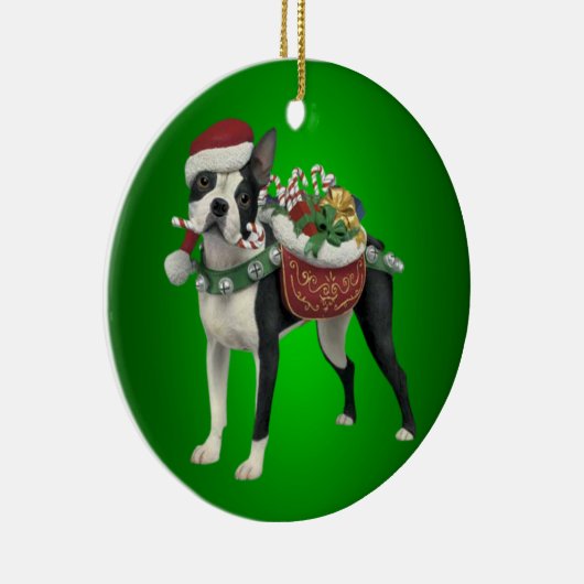 Boston Terrier Kerstornament Keramisch Ornament (Rechts)