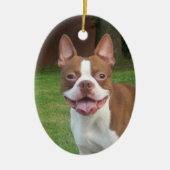 Boston Terrier Kerstornament Keramisch Ornament (Voorkant)