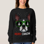 Boston Terrier KerstPajama Dog Sunbribril X-M Trui (Voorkant)