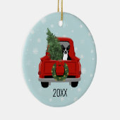 Boston Terrier KerstRed Truck Keramisch Ornament (Rechts)