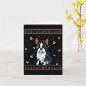 Boston Terrier Kersttrui Xmas Pet Animal D Kaart (Gele Bloem)