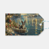 Boston Terrier kerstvakantie Cadeaulabel (Voorkant (Horizontaal))