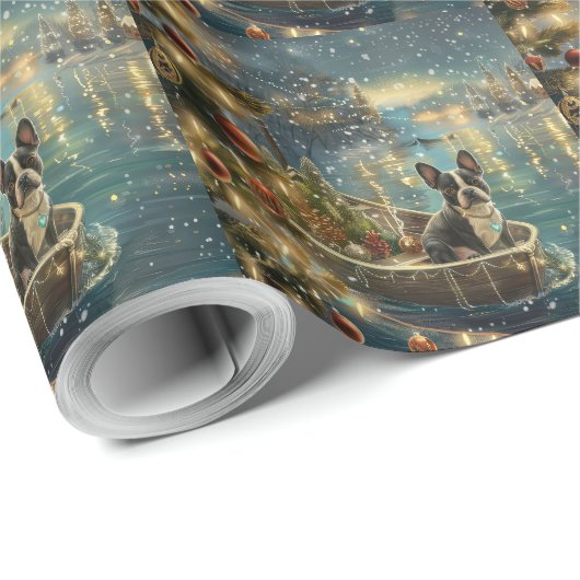 Boston Terrier kerstvakantie Cadeaupapier (Rol Hoek)