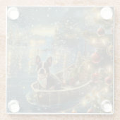 Boston Terrier kerstvakantie Glazen Onderzetter (Achterkant)