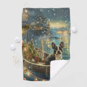 Boston Terrier kerstvakantie Golfhanddoek (Insitu)