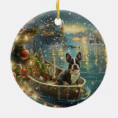Boston Terrier kerstvakantie Keramisch Ornament (Achterkant)