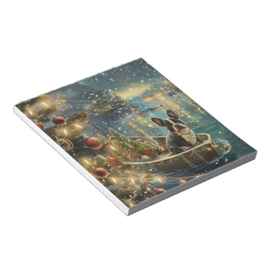 Boston Terrier kerstvakantie Notitieblok (Schuin)