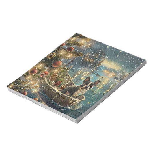 Boston Terrier kerstvakantie Notitieblok (Linkerzijde)