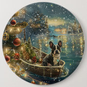 Boston Terrier kerstvakantie Ronde Button 6,0 Cm (Voorkant)