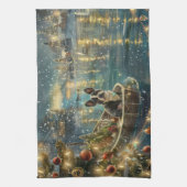 Boston Terrier kerstvakantie Theedoek (Verticaal)