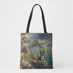 Boston Terrier kerstvakantie Tote Bag