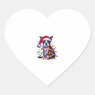 Boston Terrier Kerstverlichting Santa Hat Dog Love Hart Sticker