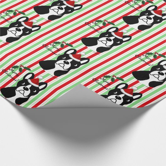 Boston Terrier kerstwrapping Paper Cadeaupapier (Hoek)
