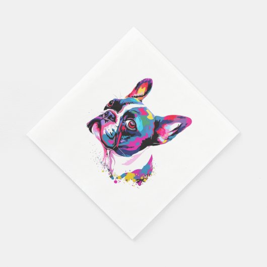 Boston Terrier kleurrijk Servet (Hoek)